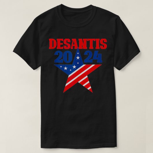 デサンティス2024フロリダ州知事アメリカ国旗の星 Tシャツ (デザイン正面)
