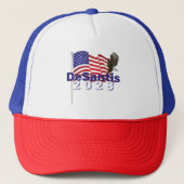 デサンティス2028文字オンアメリカ国旗 キャップ (正面)