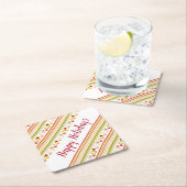 デザよくはしゃぐイカラフルナー スクエアペーパーコースター (インサイチュ)