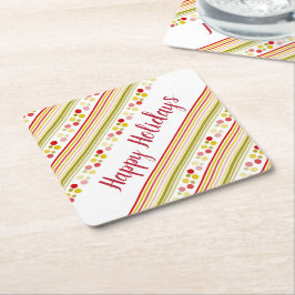 デザよくはしゃぐイカラフルナー スクエアペーパーコースター