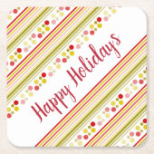 デザよくはしゃぐイカラフルナー スクエアペーパーコースター (正面)