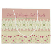 デザイエレガントナーピンクハートパターン（の模様が）ある ラージペーパーバッグ (裏面)