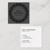 デザイエレガントナーブラック華美フローラサンマンダラ スクエア名刺 (正面/裏面)