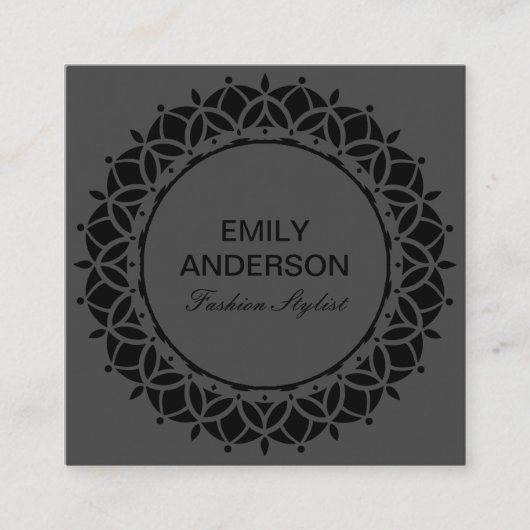 デザイエレガントナーブラック華美フローラサンマンダラ スクエア名刺 (正面)