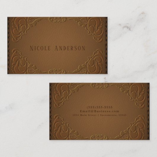 デザイエレガントナーレザー素朴ウエスタンカントリー 名刺 (正面/裏面)