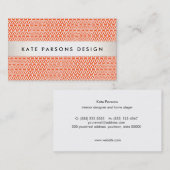 デザイスタイリッシュナモダン・オレンジ格子パターン 名刺 (正面/裏面)