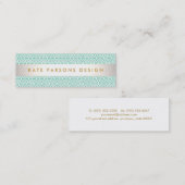 デザイスタイリッシュナーモダンミントとホワイトパターン スキニー名刺 (正面/裏面)