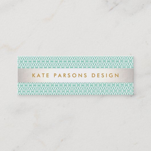 デザイスタイリッシュナーモダンミントとホワイトパターン スキニー名刺 (正面)