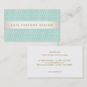 デザイスタイリッシュナーモダンミントとホワイトパターン 名刺 (正面/裏面)