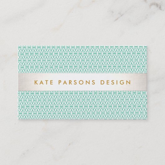 デザイスタイリッシュナーモダンミントとホワイトパターン 名刺 (正面)