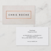デザイスタイリッシュナー銅フレームベージュリネンルック 名刺 (正面/裏面)