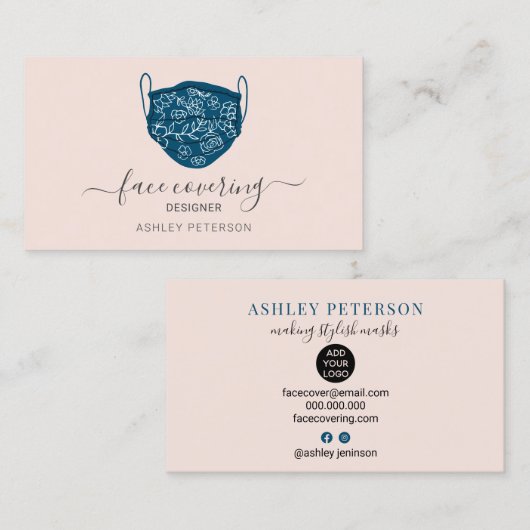 デザイナのピンモダンクをカバーする編集可能マスク顔 名刺 (正面/裏面)