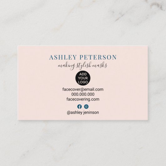デザイナのピンモダンクをカバーする編集可能マスク顔 名刺 (裏面)