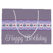 デザイナの白いフローラアクセント ラージペーパーバッグ (裏面)