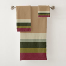 デザイナストライプーアクセント バスタオルセット