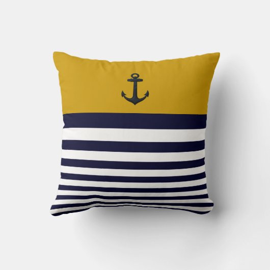 デザイナーいかりの航海のなストライプの装飾的な枕 クッション (裏面)