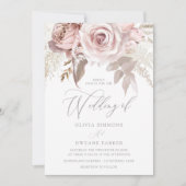 デザイナーのダスティローズ＆ブラッシュ エレガンス ウェディング 招待状 (正面)