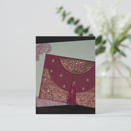 デザイナーのヒンズー教の結婚式の招待状を入手 ポストカード (スタンド正面)