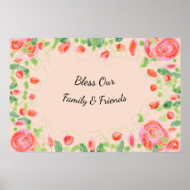 デザイナーのピンクアートローズ ポスター