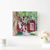 デザイナーの壁時計 – ガールオンスイング – 水色 スクエア壁時計 (ホーム)