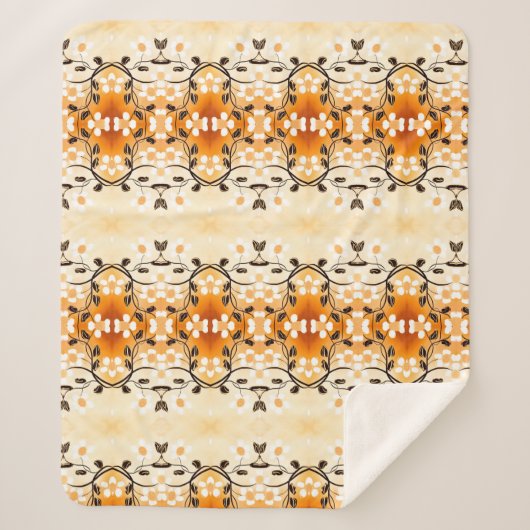 デザイナーの花の毛布 シェルパブランケット (正面)