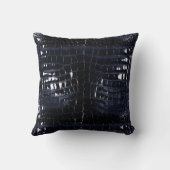 デザイナーわにワニの皮の光沢がある濃紺 クッション (裏面)