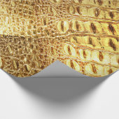 デザイナーわにワニの皮の光沢がある金ゴールドブラウン ラッピングペーパー (角)