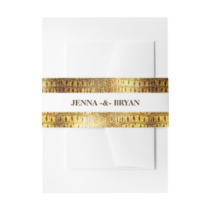 デザイナーわにワニの皮の光沢がある金ゴールドブラウン 招待状ベリーバンド