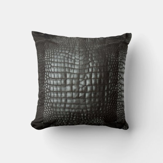 デザイナーわに皮のダークグレーのマット クッション (正面)
