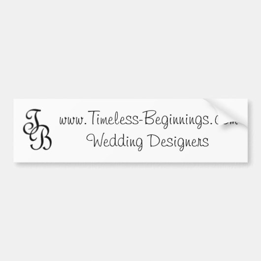 デザイナーを結婚するwww.Timeless-Beginnings.com バンパーステッカー (正面)
