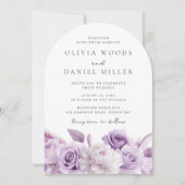 デザイナーアーチパープルラベンダーフローラ結婚ズ 招待状 (正面)