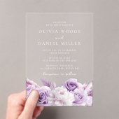 デザイナーアーチパープル&ホワイトフローラ結婚ズ アクリル招待状 (インサイチュ (ポータブル))