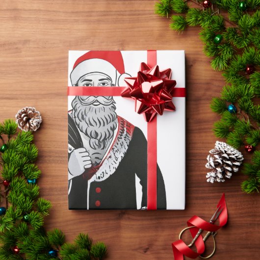 デザイナークリスマスサンタパターンラッピング紙 ラッピングペーパー (クリスマスギフト)