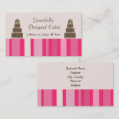 デザイナーケーキとピンクストライプ色 名刺 (正面/裏面)