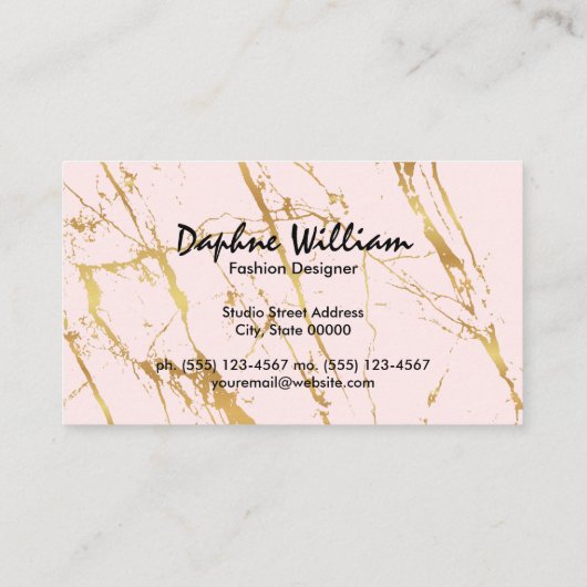 デザイナーコレクション | 金ゴールドピンクマーブル 名刺 (裏面)