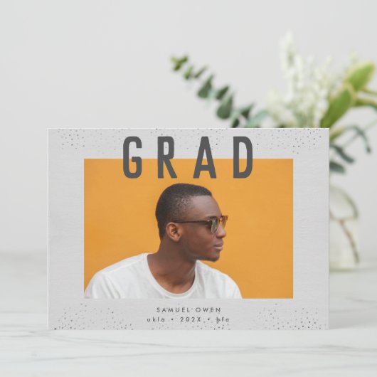 デザイナースクリプトグレーモダン2枚の写真 案内状 (スタンド正面)