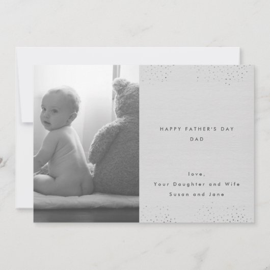 デザイナースクリプト父の日の灰色のモダン写真 案内状 (裏面)