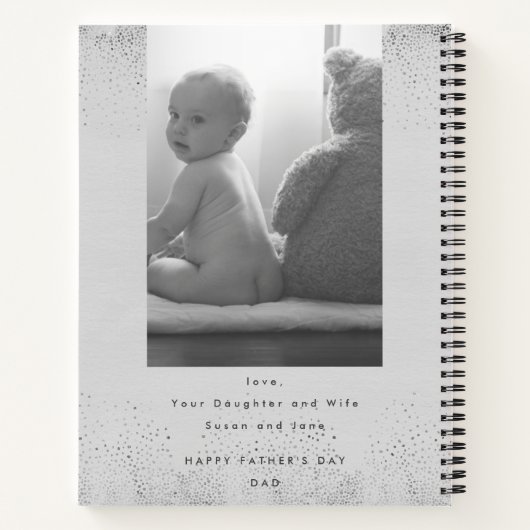 デザイナースクリプト父の日の灰色のモダン日記 ノートブック (裏面)