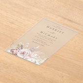 デザイナーダスティバラ&赤面フローラ結婚ズ アクリル招待状 (レイダウン)