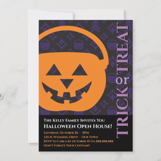 デザイナーハロウィンはっきりしたパンプキン招待状 招待状 (正面)