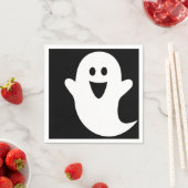 デザイナーハロウィーン、幽霊オンブラック スタンダードカクテルナプキン (インサイチュ)