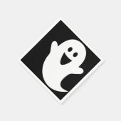 デザイナーハロウィーン、幽霊オンブラック スタンダードカクテルナプキン (角)