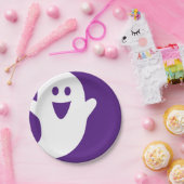 デザイナーハロウィーン、幽霊オン紫 ペーパープレート (パーティー)