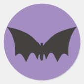 デザイナーハロウィーン、紫のアイコンこうもり ラウンドシール (正面)