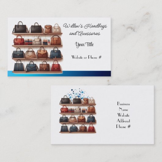 デザイナーハンドバッグとアクセサリー名刺 名刺 (正面/裏面)
