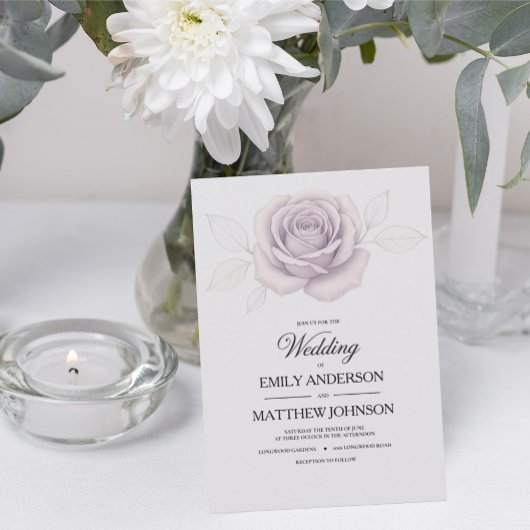 デザイナーパープルエレガントバラ結婚式招待状 招待状