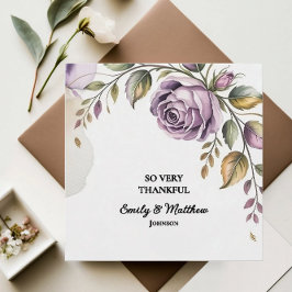 デザイナーパープルバラサンキューカード サンキューカード