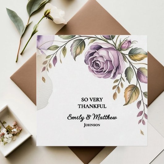 デザイナーパープルバラサンキューカード サンキューカード