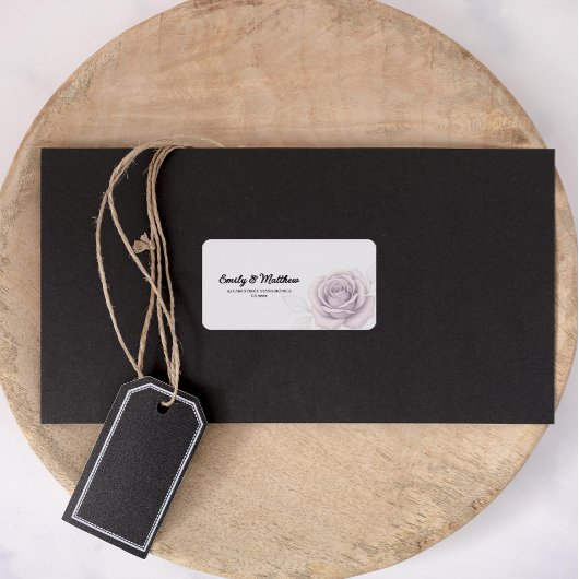 デザイナーパープルバラ差出人住所ラベル ラベル