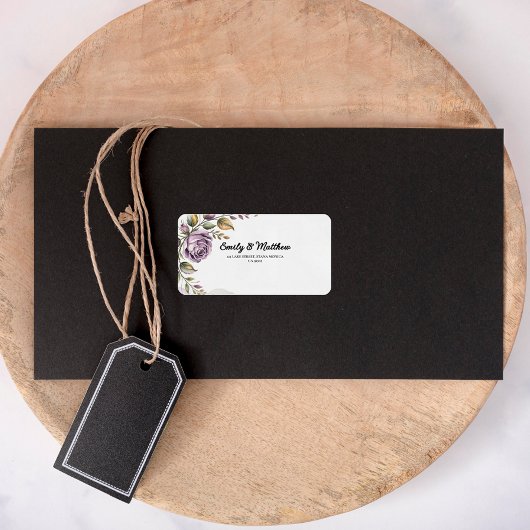 デザイナーパープルバラ差出人住所ラベル ラベル